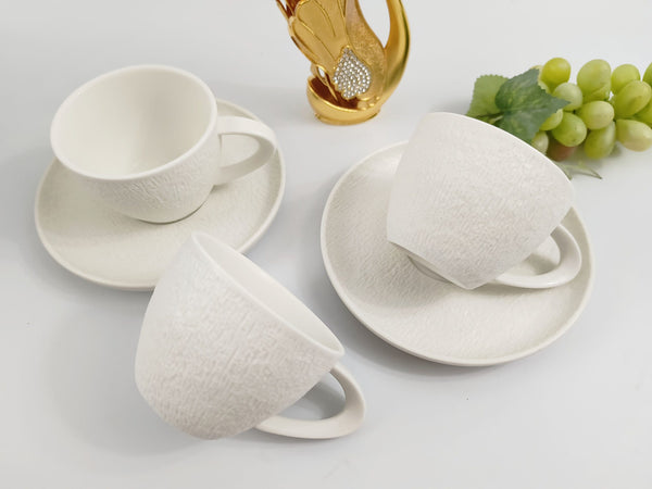 TREND HOME WHITE 12 Parça 6'lı beyaz porselen kahve fincan takımı