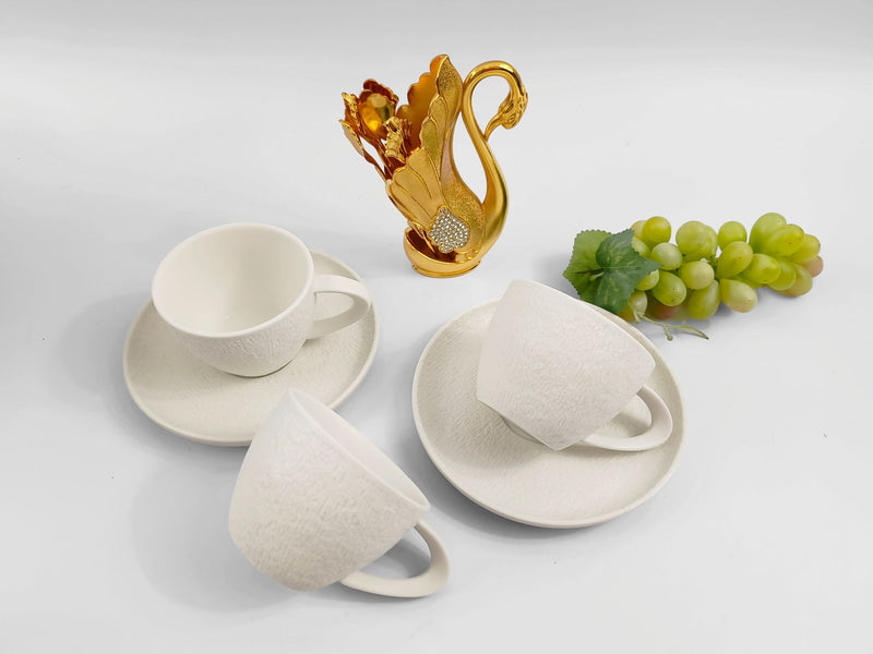 TREND HOME WHITE 12 Parça 6'lı beyaz porselen kahve fincan takımı