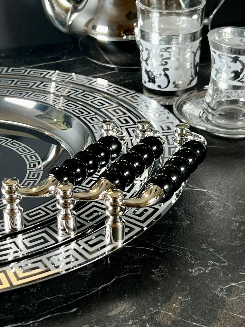 Dikdörtgen 2'li set gümüş servis tepsi