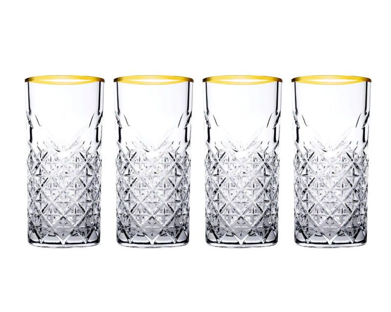 PASABAHCE TIMELESS 4 adet GOLD TOUCH Longdrink 450 ml bardak