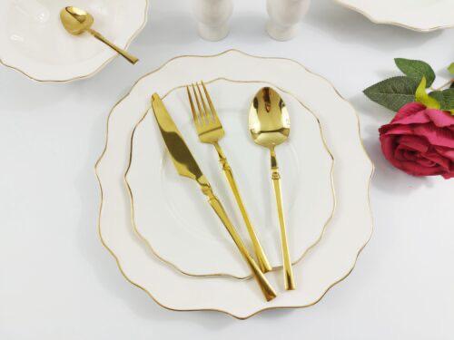 ZELLERFELD LADY Beyaz/gold porselen yemek takımı 27 parça 6 kişilik