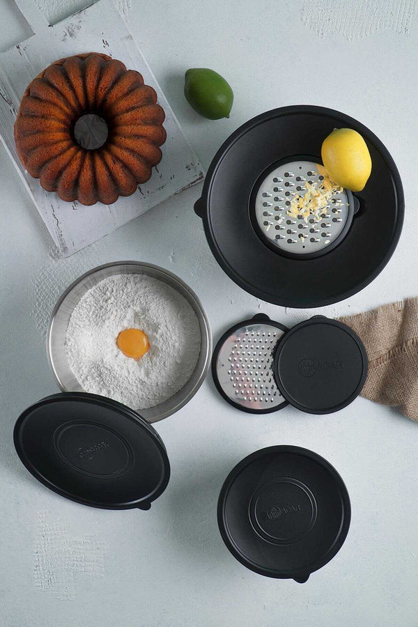 Karat 9 Parça Çelik Rendeli Karıştırma/Saklama Kabı 24-20-16 cm