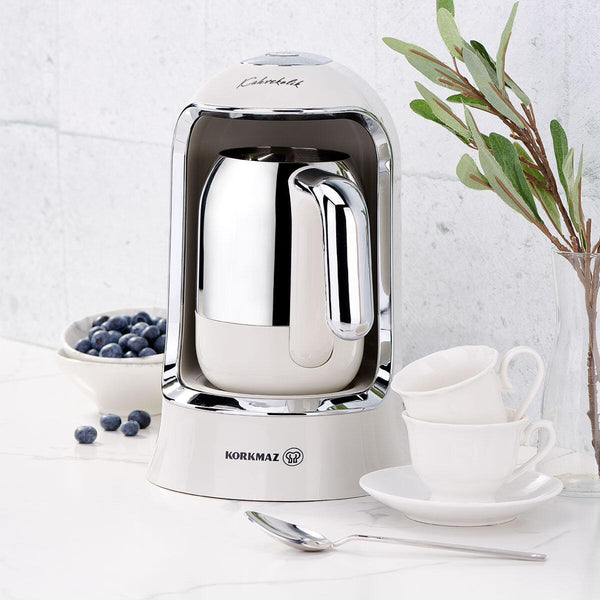 KORKMAZ KAHVEKOLIK COFFEE MAKER Krom Krem otomatik kahve makinesi