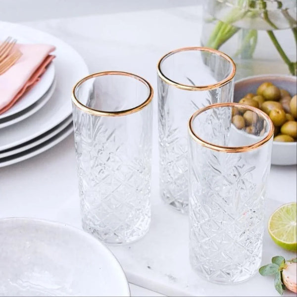 PASABAHCE TIMELESS 4 adet GOLD TOUCH Longdrink 450 ml bardak