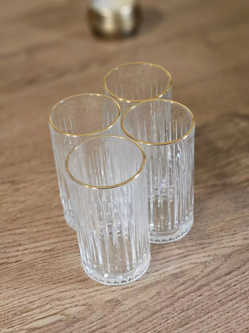 TREND HOME ROYAL GLASS 4'lü uzun altın bardak seti