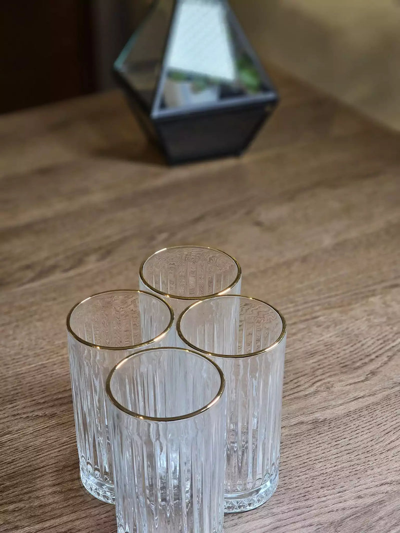 TREND HOME ROYAL GLASS 4'lü uzun altın bardak seti