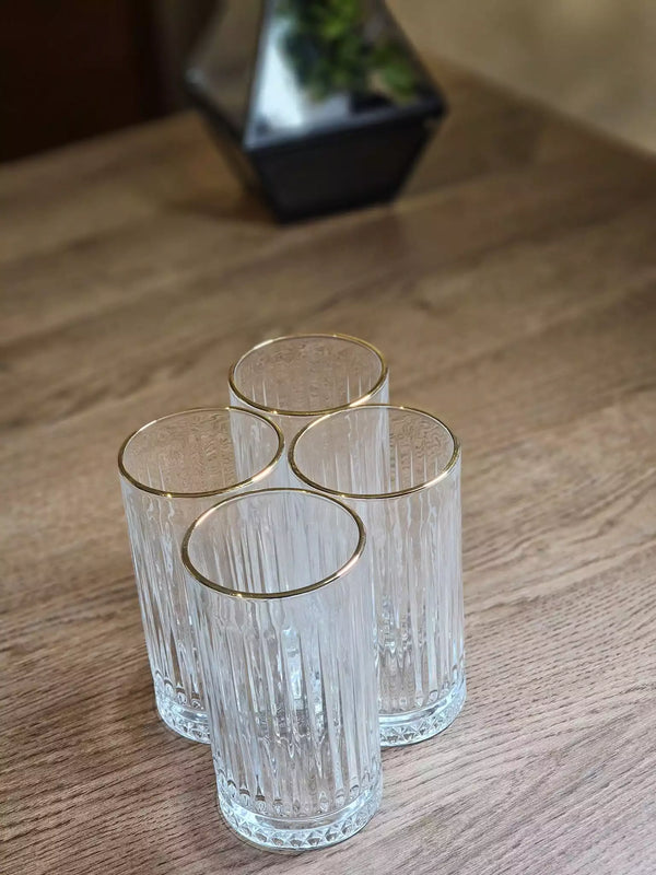 TREND HOME ROYAL GLASS 4'lü uzun altın bardak seti