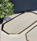 TREND HOME COLLECTION 2'Li düz servis tabağı beyaz dore yaldızlı 