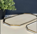TREND HOME COLLECTION 2'Li düz servis tabağı beyaz dore yaldızlı 