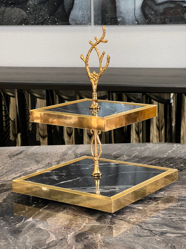 ZEYVE 2 katlı kurabiyelik siyah gold 