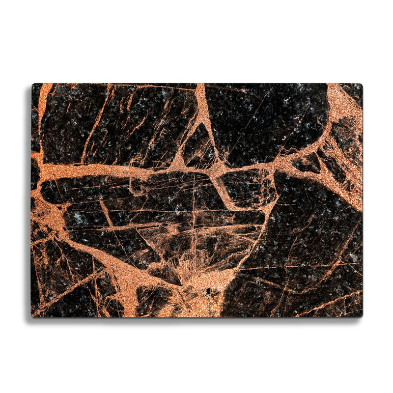 BELLART - Siyah ve Turuncu Mermer Uv Baskılı Cam Kesme Tablası 35×25 cm