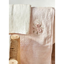 KARACA HOME GOLDIE  Set de bain rose pâle avec broderie en 3D  KARACA HOME GOLDIE  3D Nakışlı offwhite-pudra aile seti 