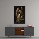 Tableau en verre - Plumes beiges tombantes