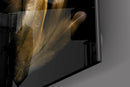 Tableau en verre - Plumes beiges tombantes