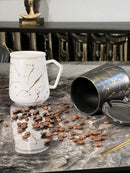 TREND HOME COLLECTION Lot de 2 Mugs BLANC et NOIR motif marbré doré 6 pièces
