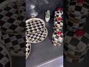 ACAR QUALITA KING présentoir à gâteau à 2 étages en émail motif noir et blanc