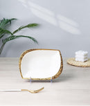 TREND HOME LEAF porselen servis tabağı beyaz/altın 30cm